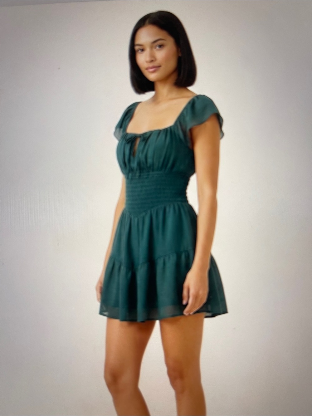 NWT Trixxi Romper Green Short Sleeves and Smocked Waist